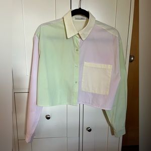 PULL&BEAR cropped block colored poplin shirt sizeS